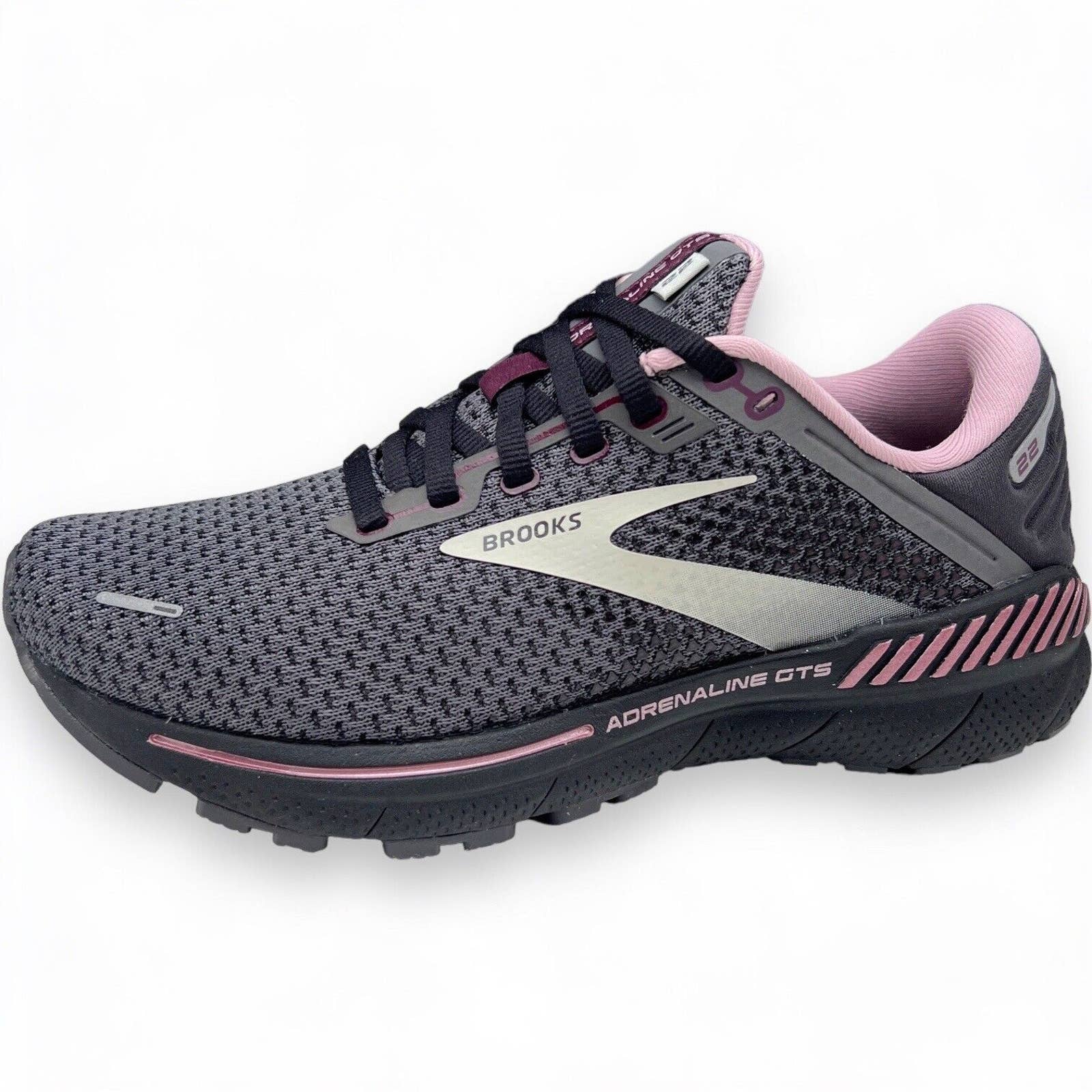 Brooks Adrenaline Gts 22 Womens 7 Wide Running Shoes Pearl/Black/Metallic Euc!